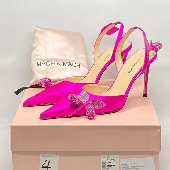 Mach & Mach Wonder Tulip 95MM Silk & Crystal Slingback Pumps size 40 - Picture 13 of 15